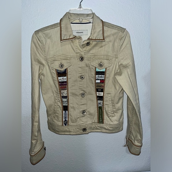 UNIQUE Merona brand size XS tan jean jacket with brand tags handmade - Picture 4 of 8